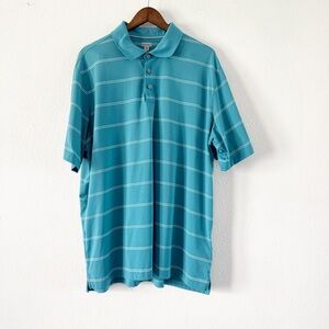 Ashworth Men's Performance Golf Polo Teal Striped Polo Shirt Ashworth Size 2XL